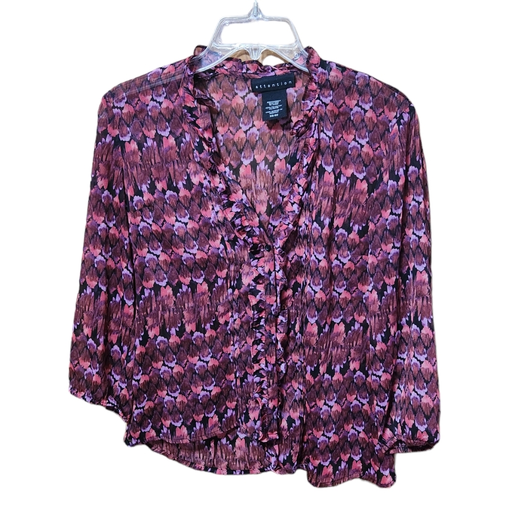 Attention Brand burgundy women’s blouse size extra small.